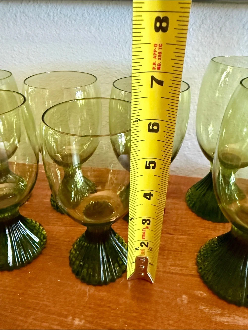 MCM Vintage Lenox Tempo Emerald Green Handblown Crystal Glasses - Set of 12